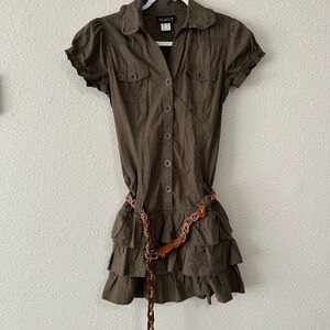 Olive Green Ruffle Dress